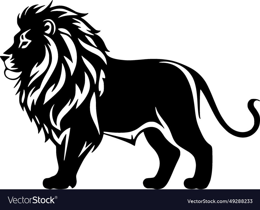 Lion - black and white Royalty Free Vector Image