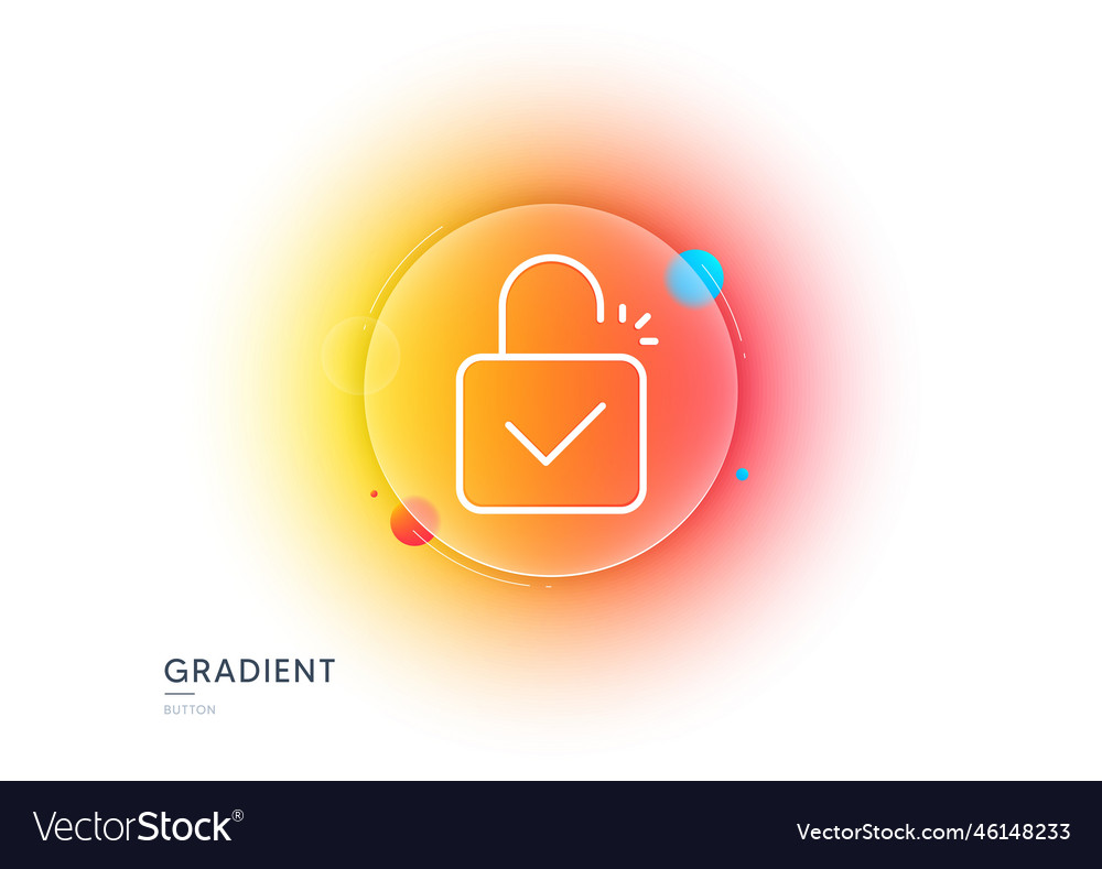 Lock line icon padlock approved sign gradient