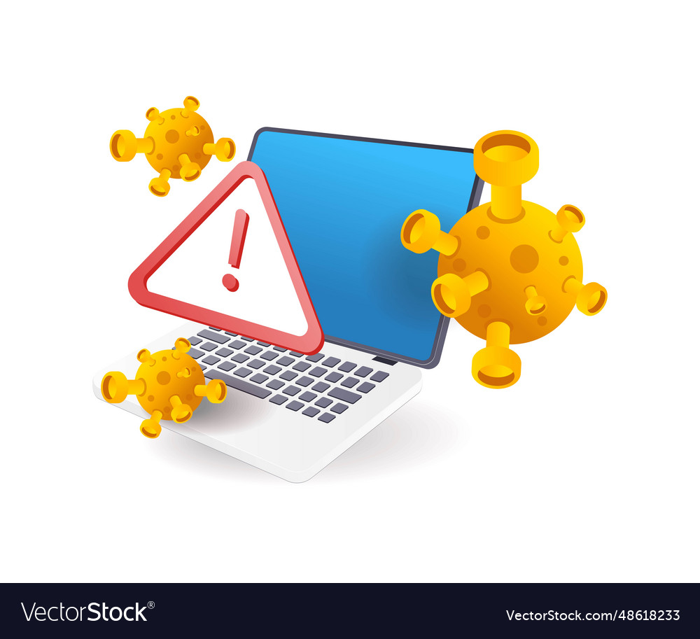 Malware viruses attack computer data vector image Malware viruses attack computer data