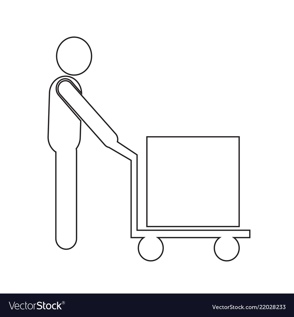 Man moving box pictograph icon design