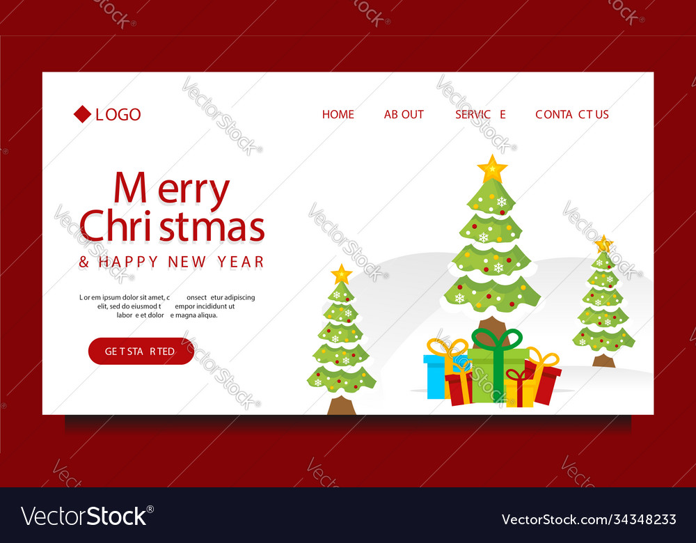 Merry christmas and happy new year landing page Vector Image