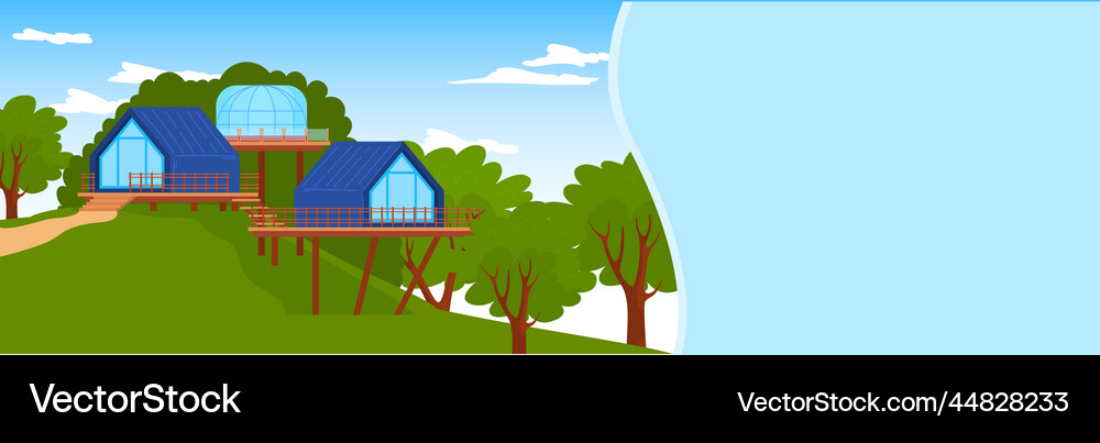 Modern building at camp set Royalty Free Vector Image