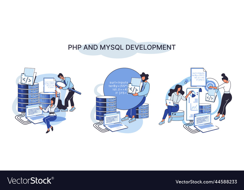Php and mysql development software website vector image Php and mysql development software website
