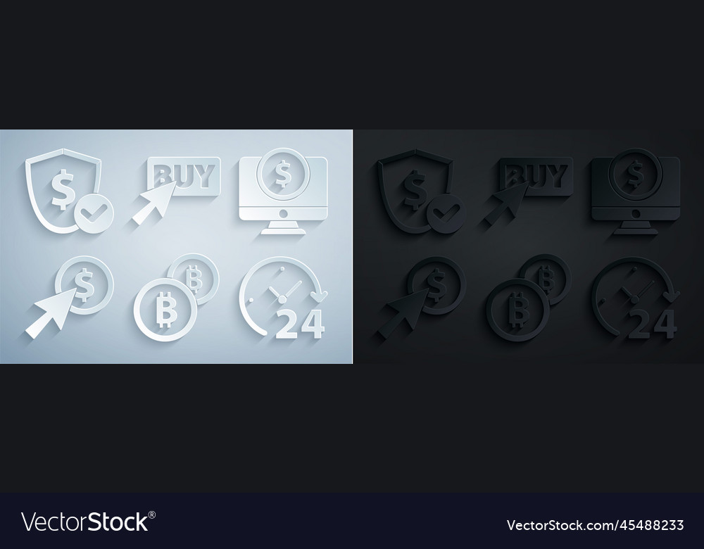 Set cryptocurrency coin bitcoin computer monitor