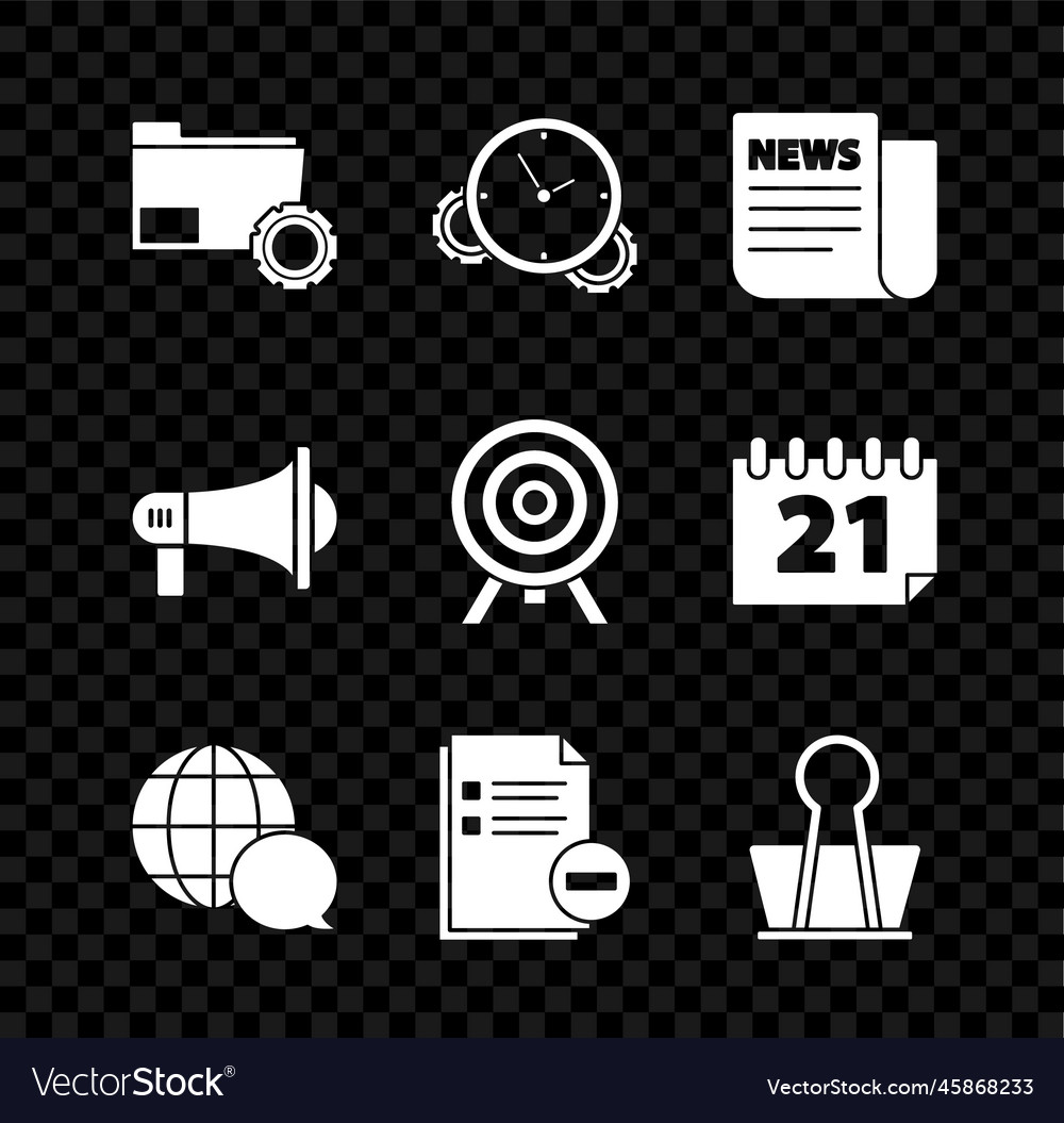 Set folder settings with gears time management vector image Set folder settings with gears time management