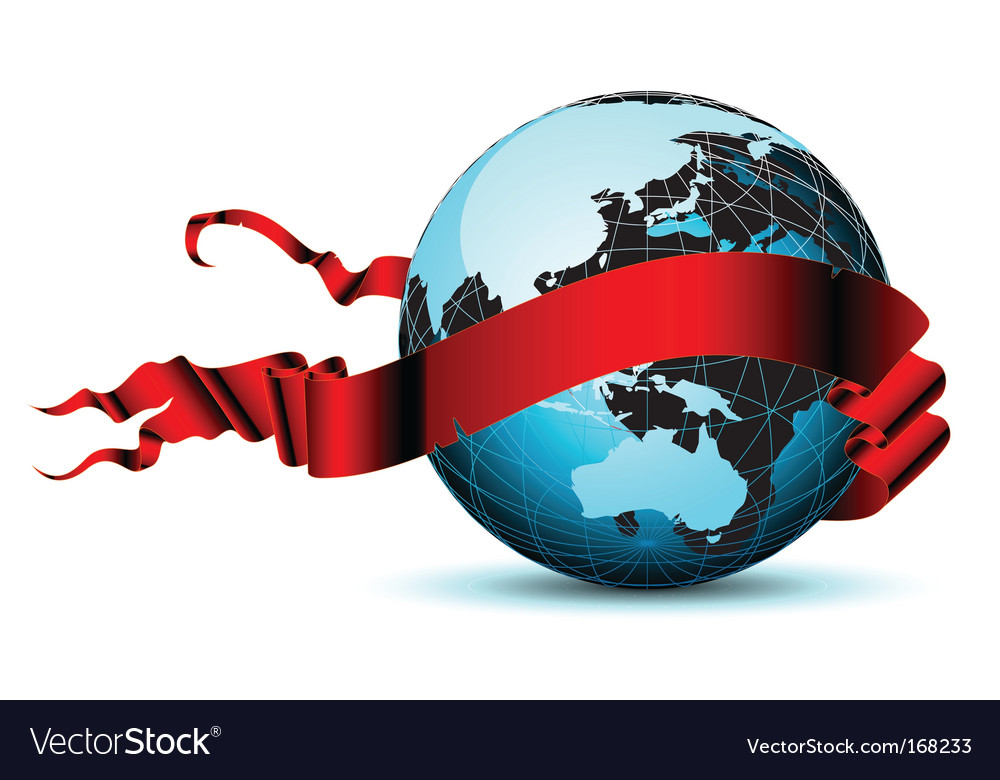 World with ribbon Royalty Free Vector Image - VectorStock