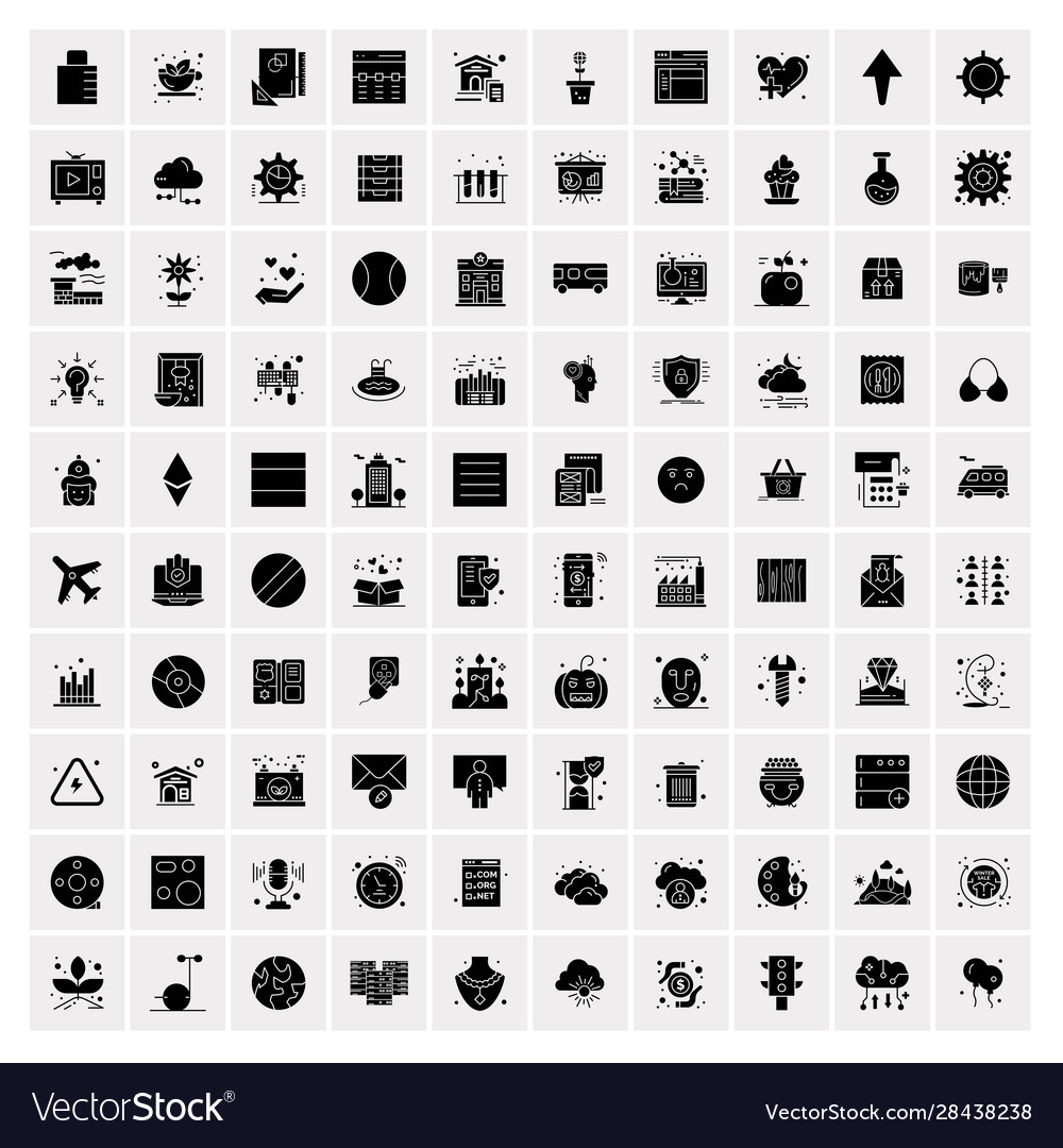 100 solid business icons for web and print