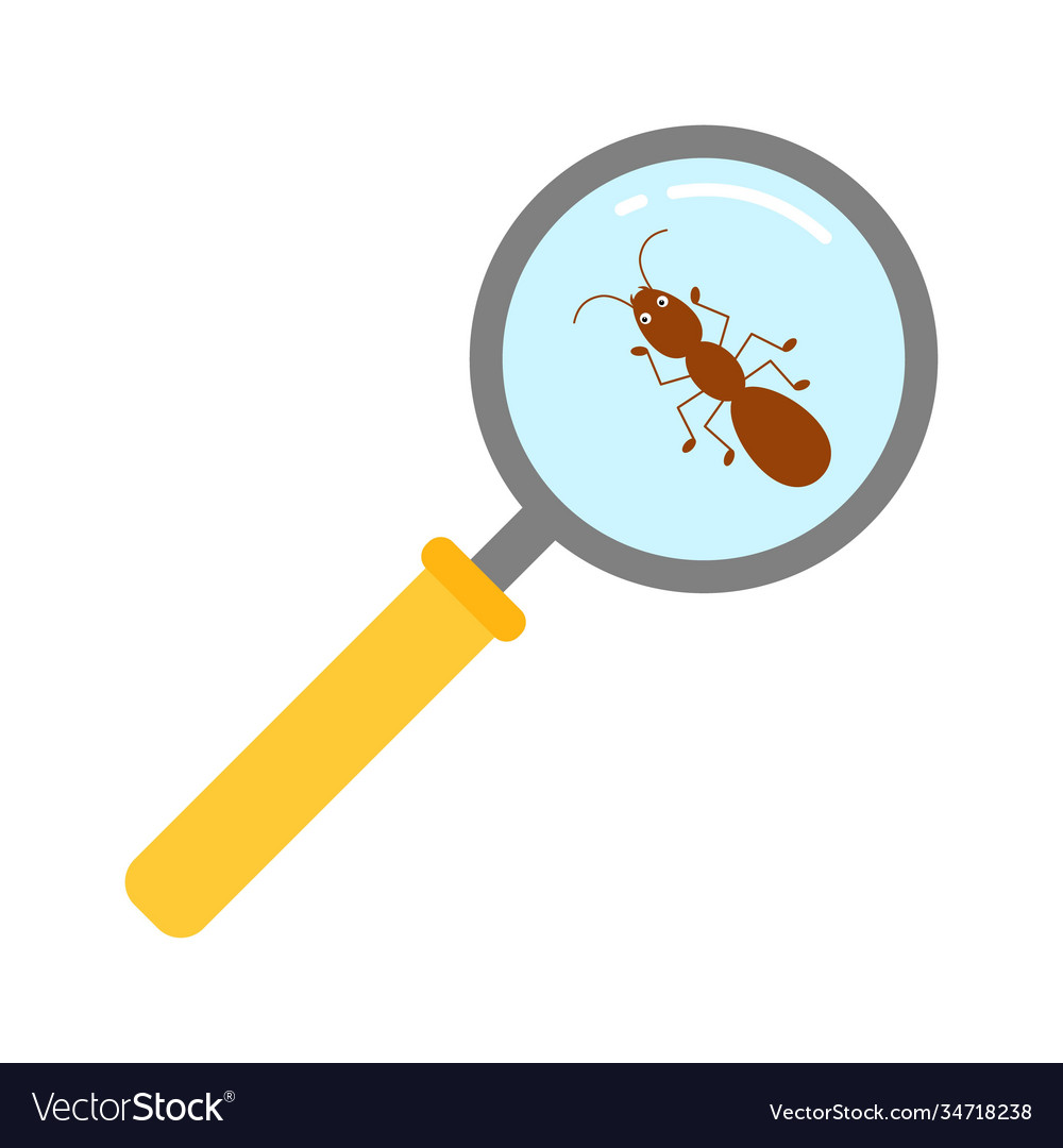 A magnifying glass zoom in ant- cartoon vector image A magnifying glass zoom in ant- cartoon