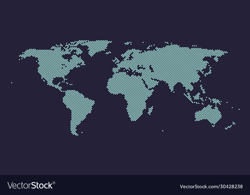 Abstract pixel world map halftone style