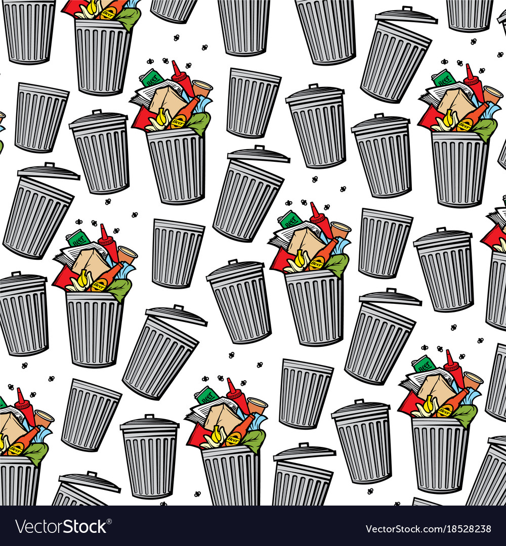 Background pattern with trash can Royalty Free Vector Image