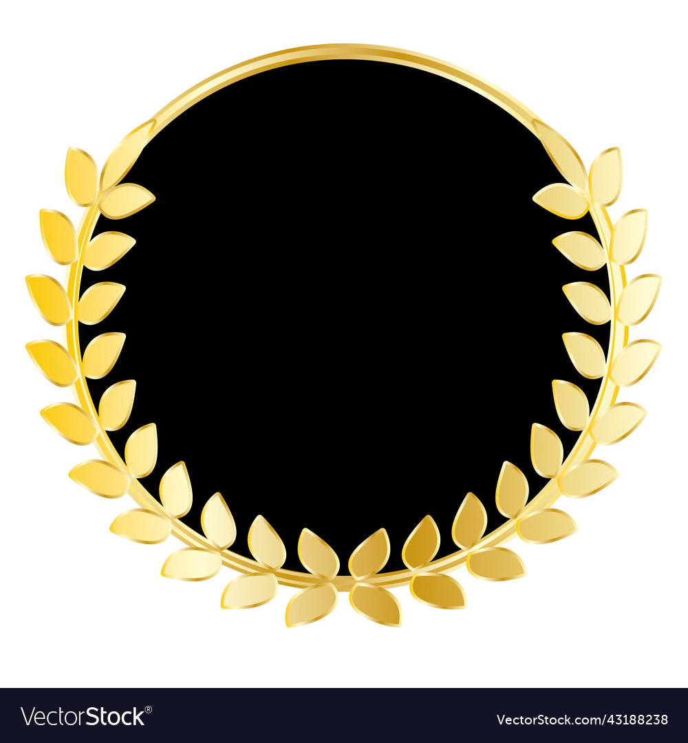 Schwarzer Wappen mit goldenem Lorbeerkranz Vector Image Schwarzer Wappen mit goldenem Lorbeerkranz
