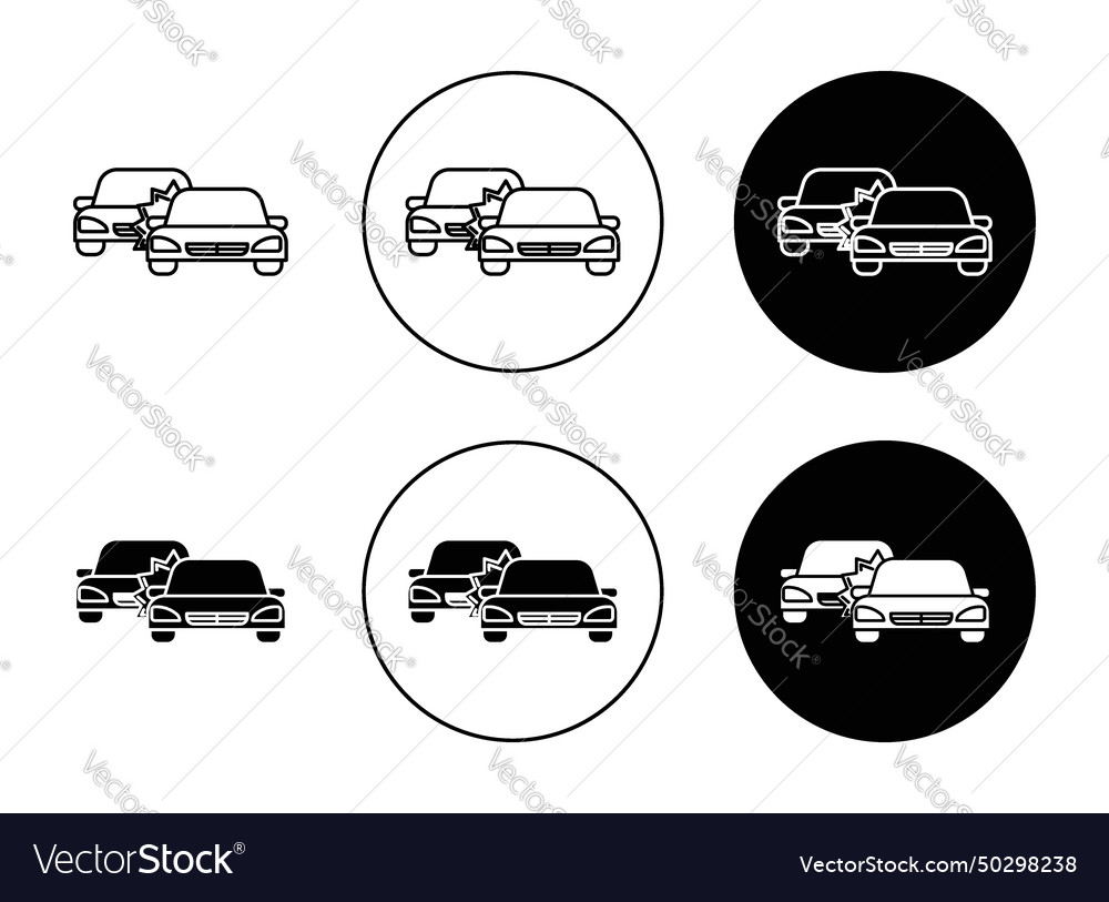 Car crash icon set vehicle collision aftermath Vector Image