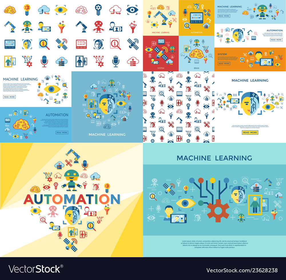 Digital machine learning vector image Digital machine learning