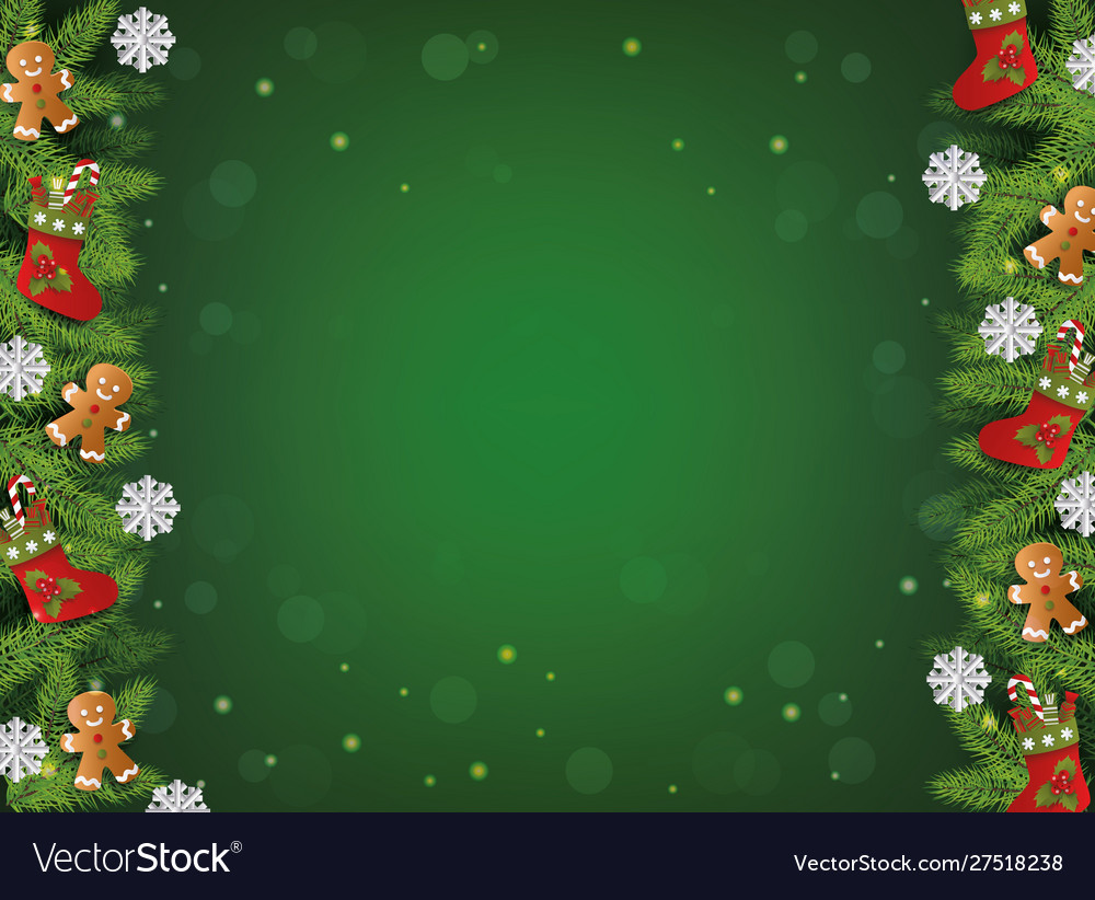 Green christmas background with realistic tree