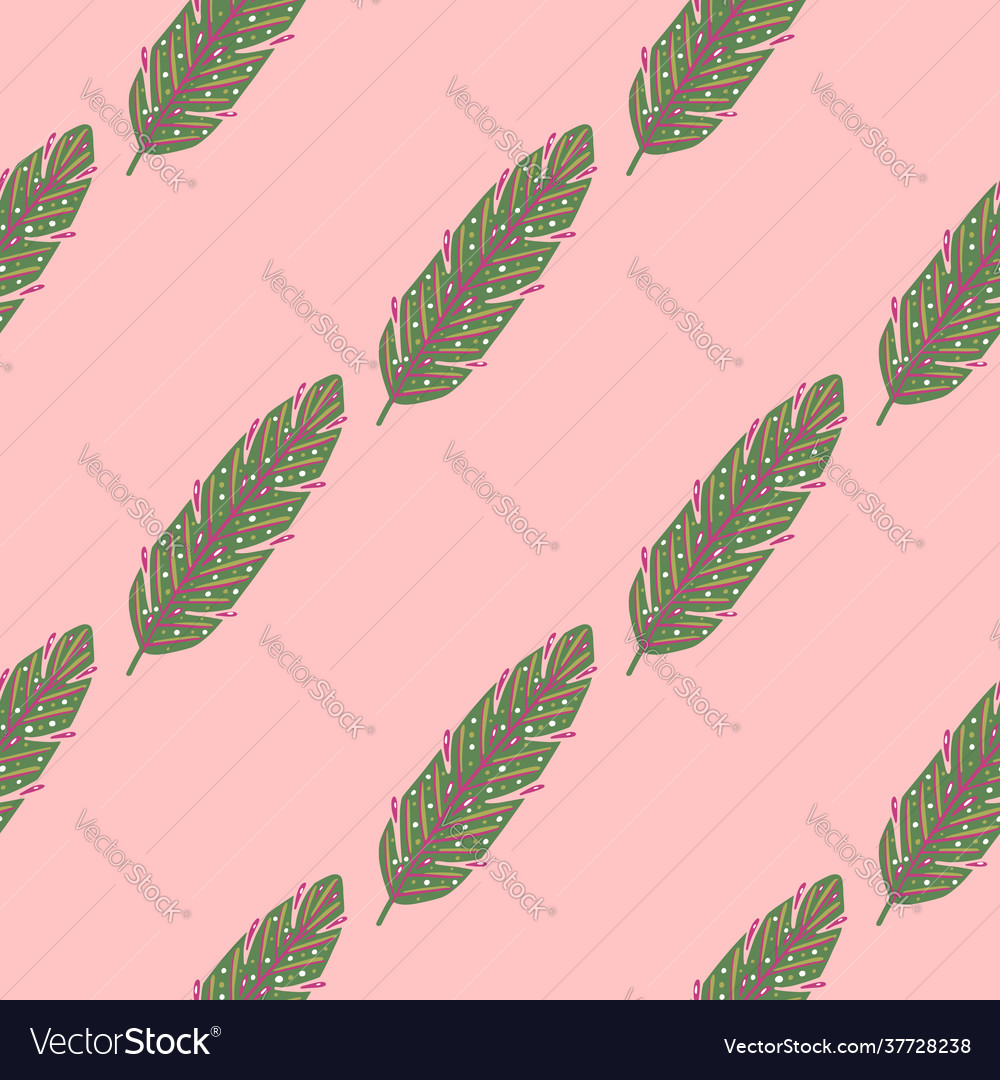Green diagonal feather print seamless pattern Vector Image Green diagonal feather print seamless pattern
