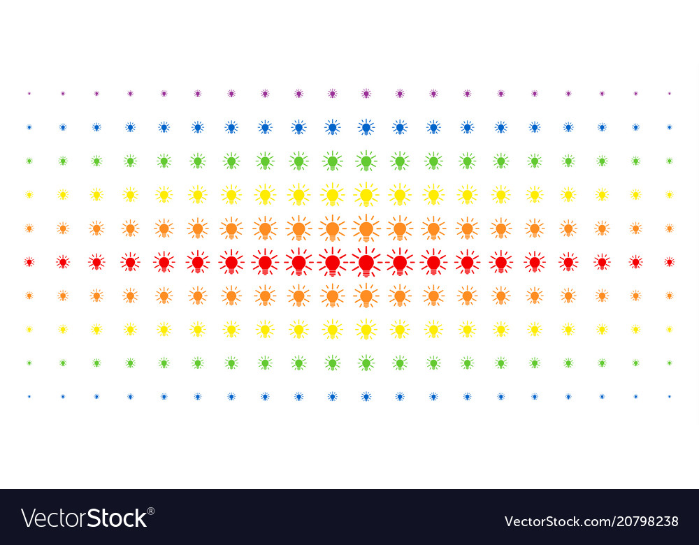 Glühbirnenspektrum Halbton-Array vector image Glühbirnenspektrum Halbton-Array