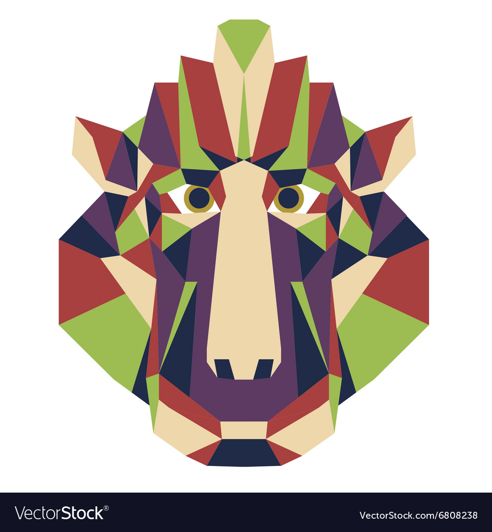 Monkey head triangular icon - low poly