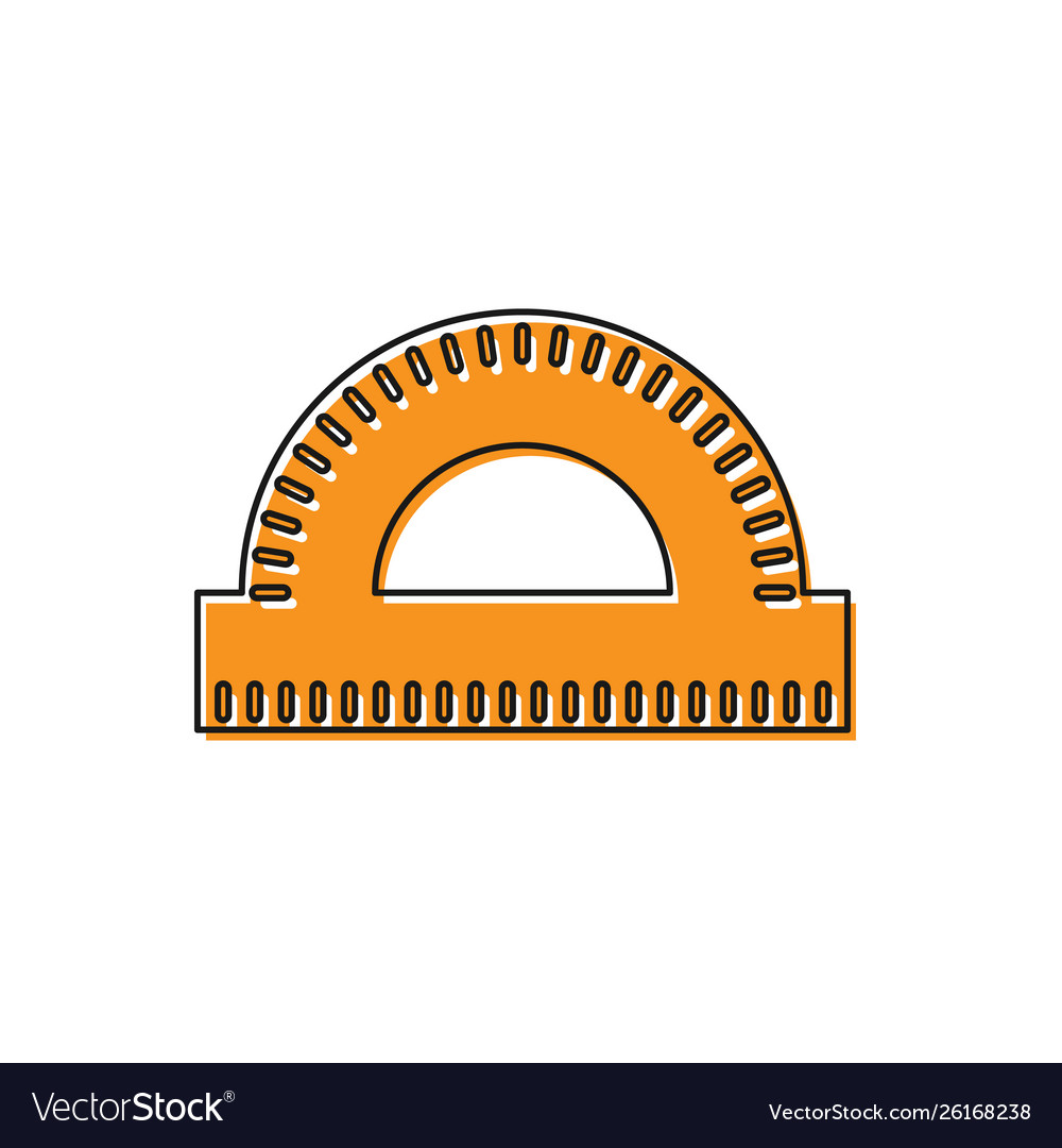 Orange protractor grid for measuring degrees icon vector image Orange protractor grid for measuring degrees icon