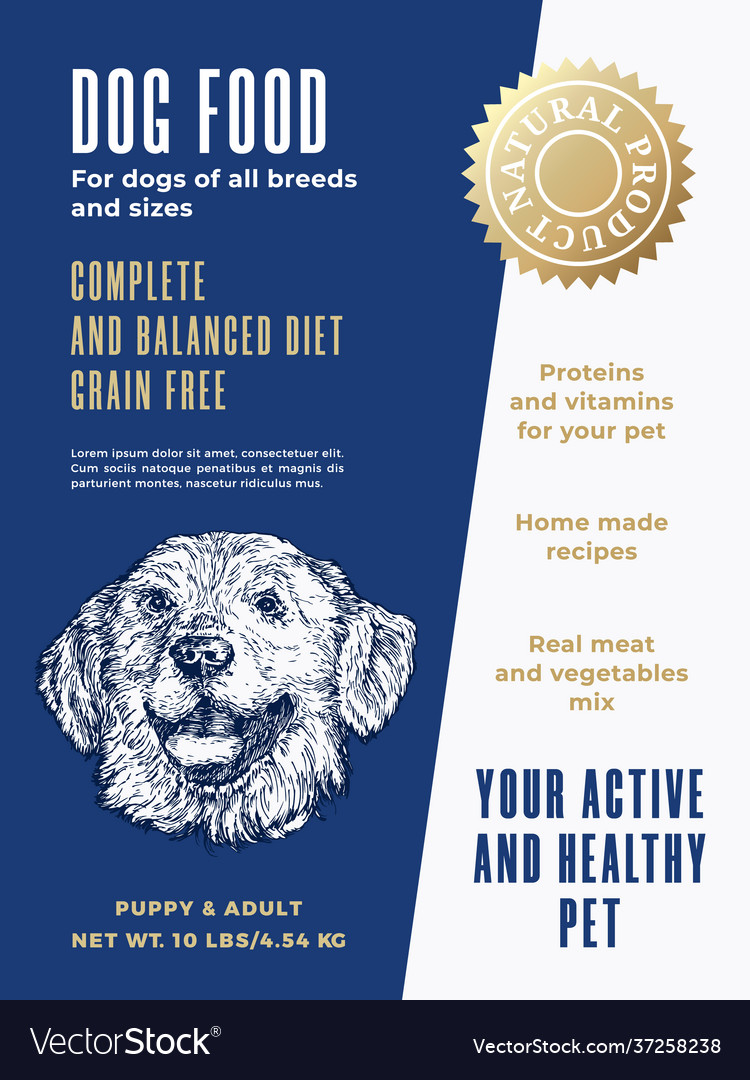 Pet food product label template abstract