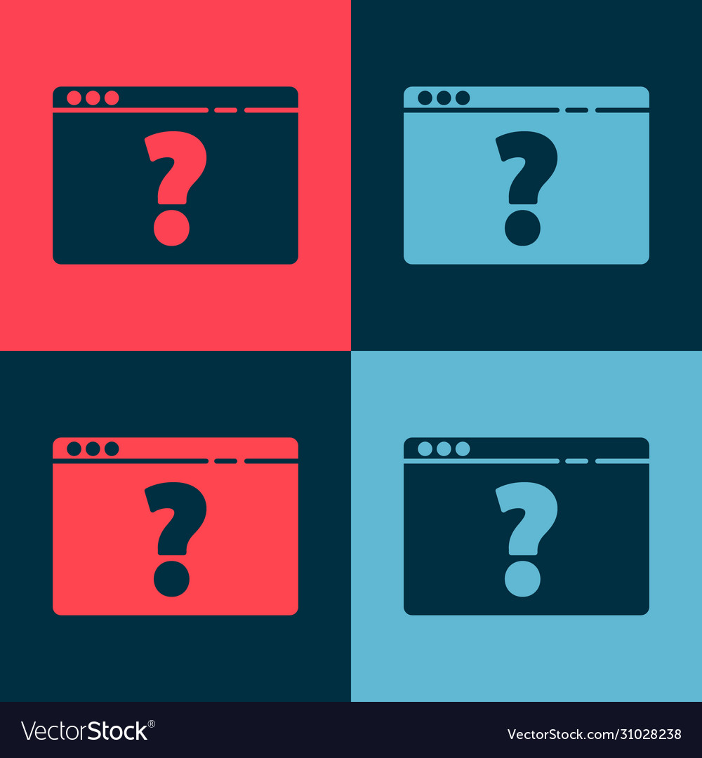 Pop art browser with question mark icon isolated