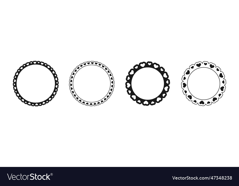 Round scalloped frame with hearts pattern set Vector Image Round scalloped frame with hearts pattern set