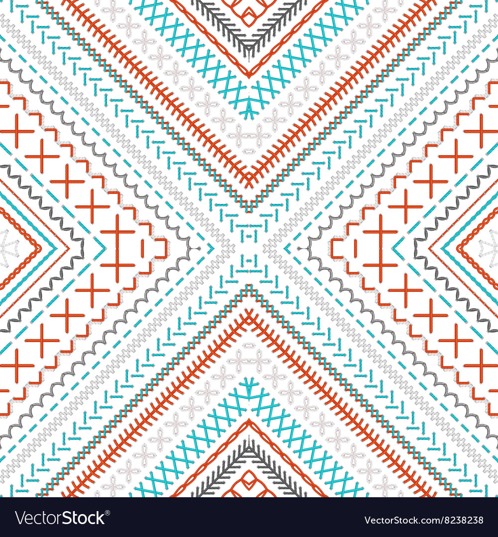 Seamless embroidery pattern Royalty Free Vector Image
