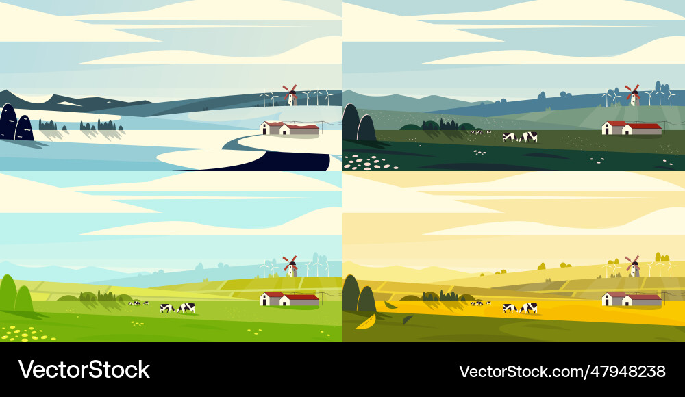 Seasonal landscape summer spring fall winter park Vector Image