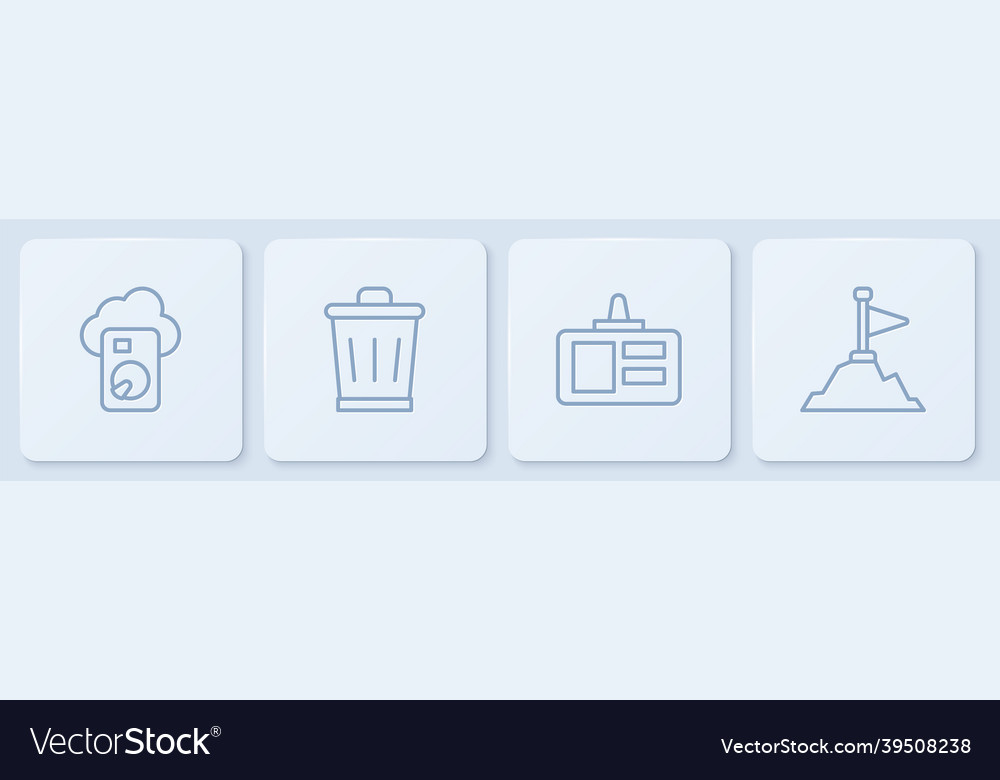 Set line cloud database identification badge vector image Set line cloud database identification badge