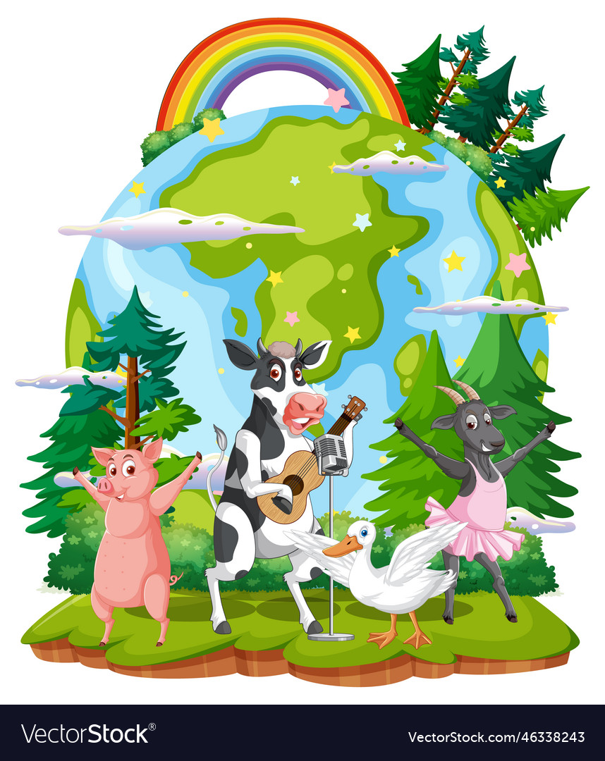 Animals on the planet earth Royalty Free Vector Image