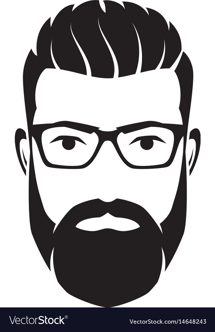 Bearded men face hipster character