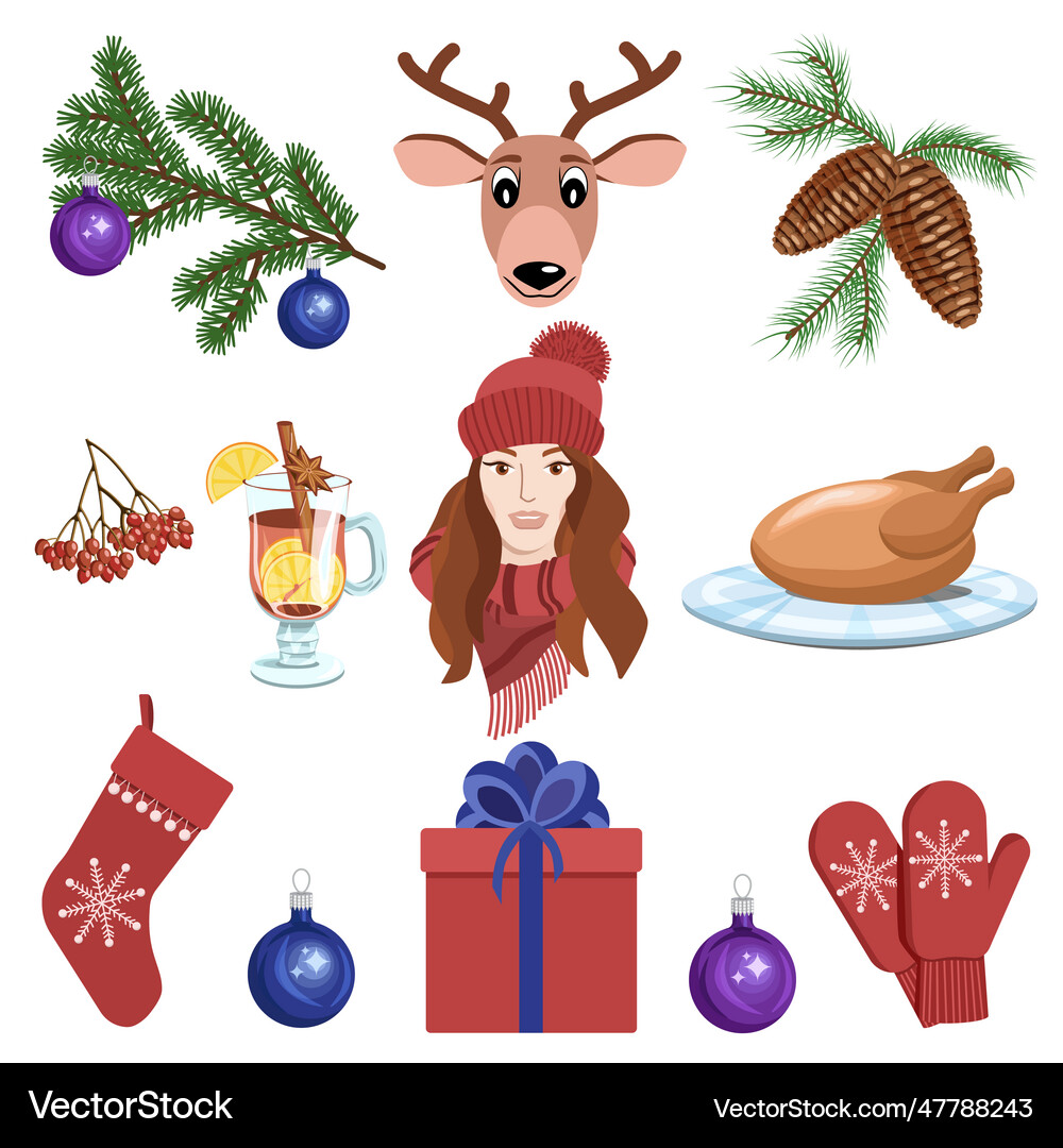 Christmas set Royalty Free Vector Image - VectorStock