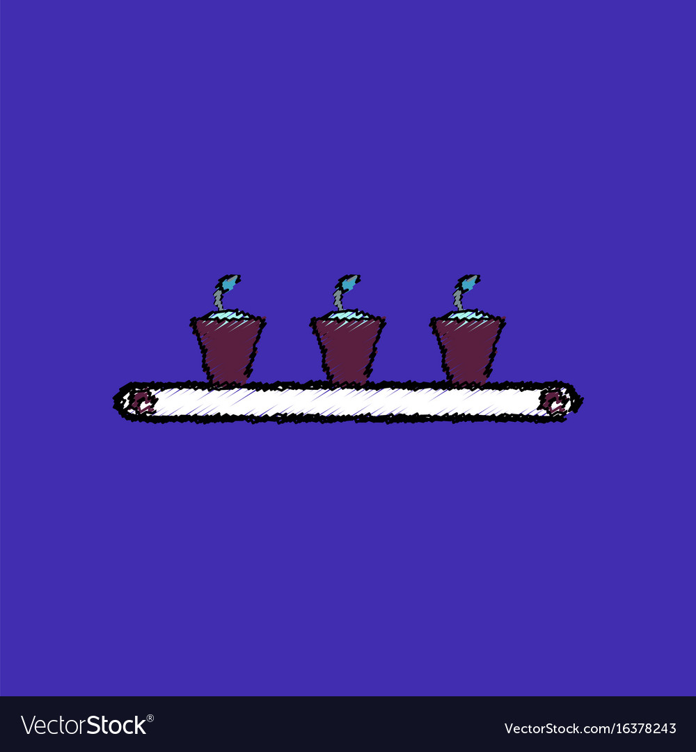 Flat shading style icon flowerpots on shelf