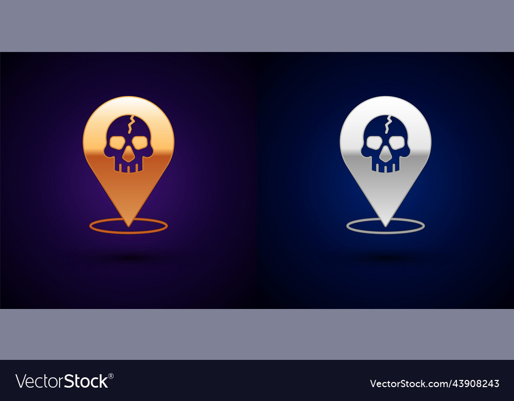 Gold and silver location pirate icon isolated