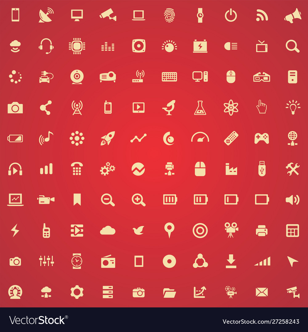 Hi-tech 100 icons universal set for web and ui