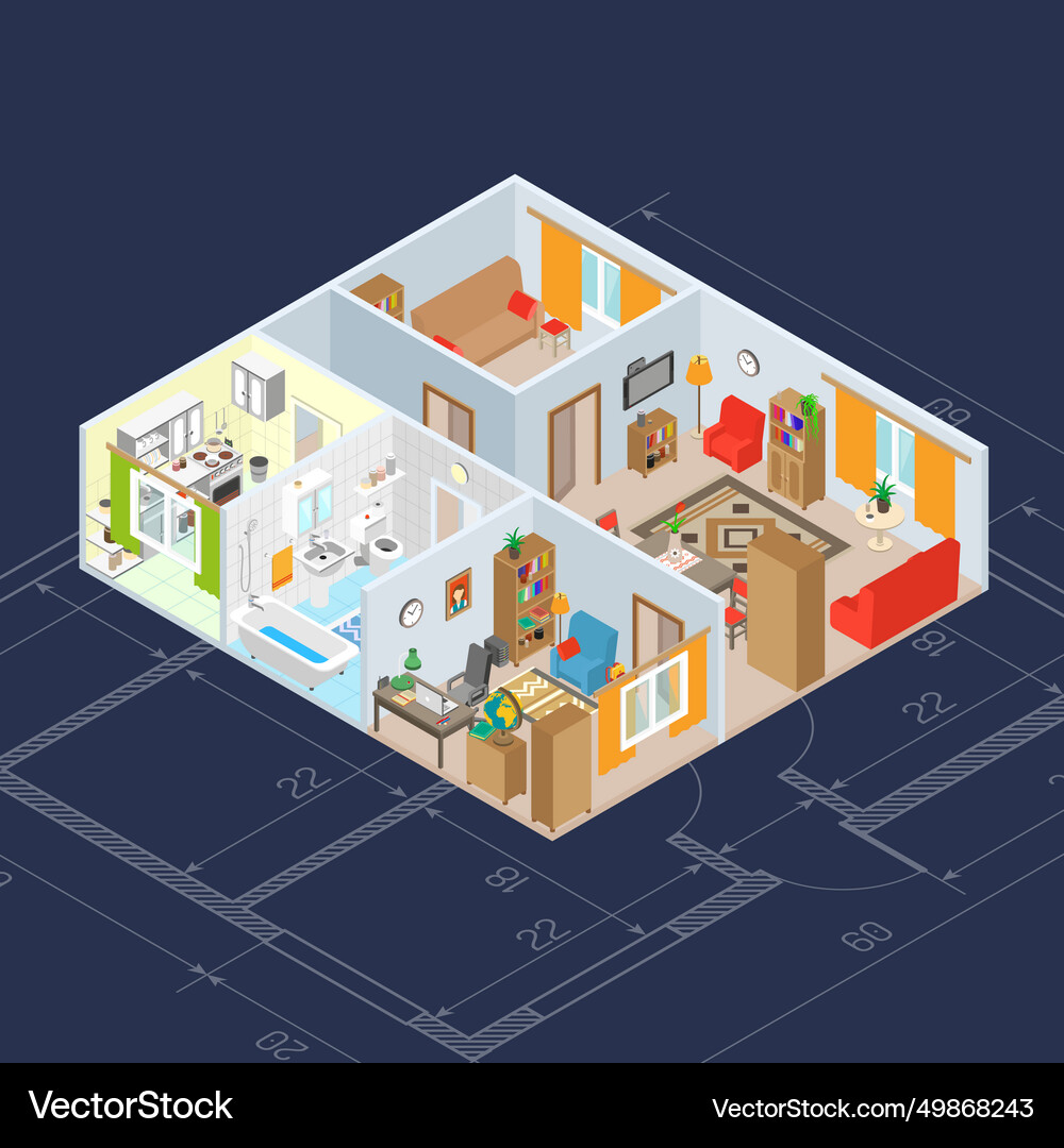 Isometric interior concept Royalty Free Vector Image