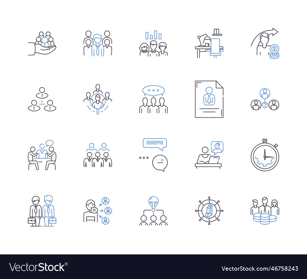 Management office outline icons collection