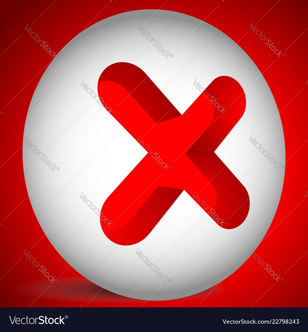 Red cross delete remove quit icon vector image Red cross delete remove quit icon