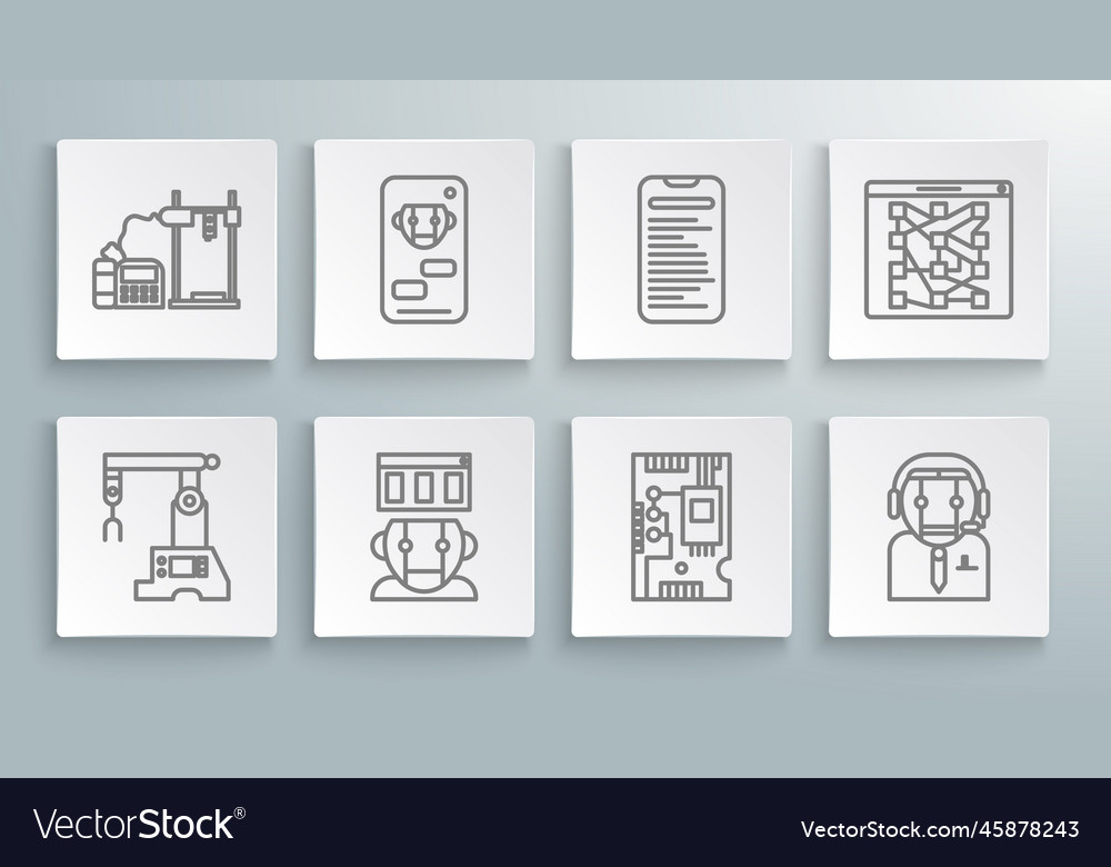 Set line assembly bot robot electronic vector image Set line assembly bot robot electronic