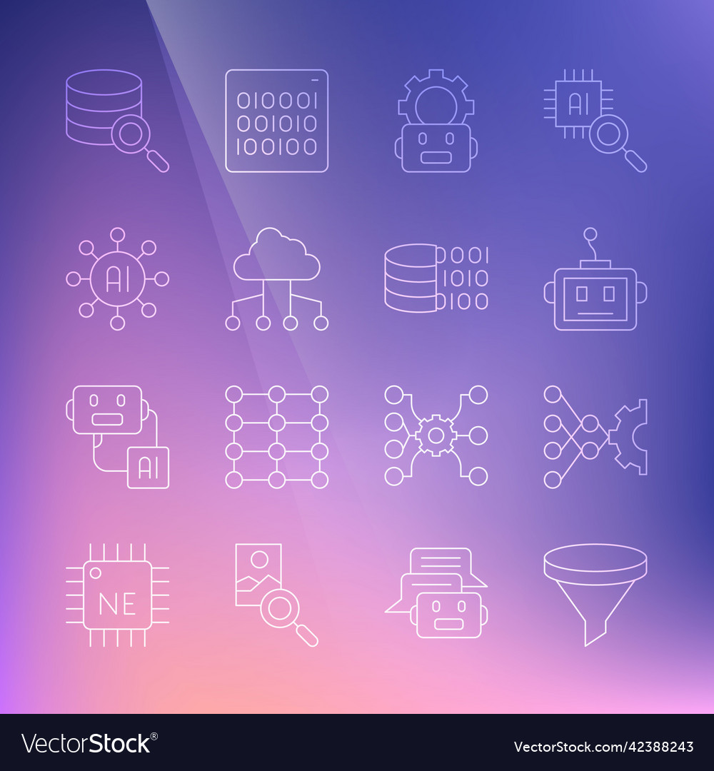 Set line funnel or filter neural network vector image Set line funnel or filter neural network