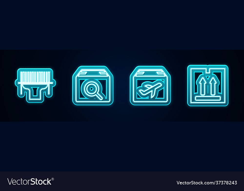 Set line scanner scanning bar code search package vector image Set line scanner scanning bar code search package