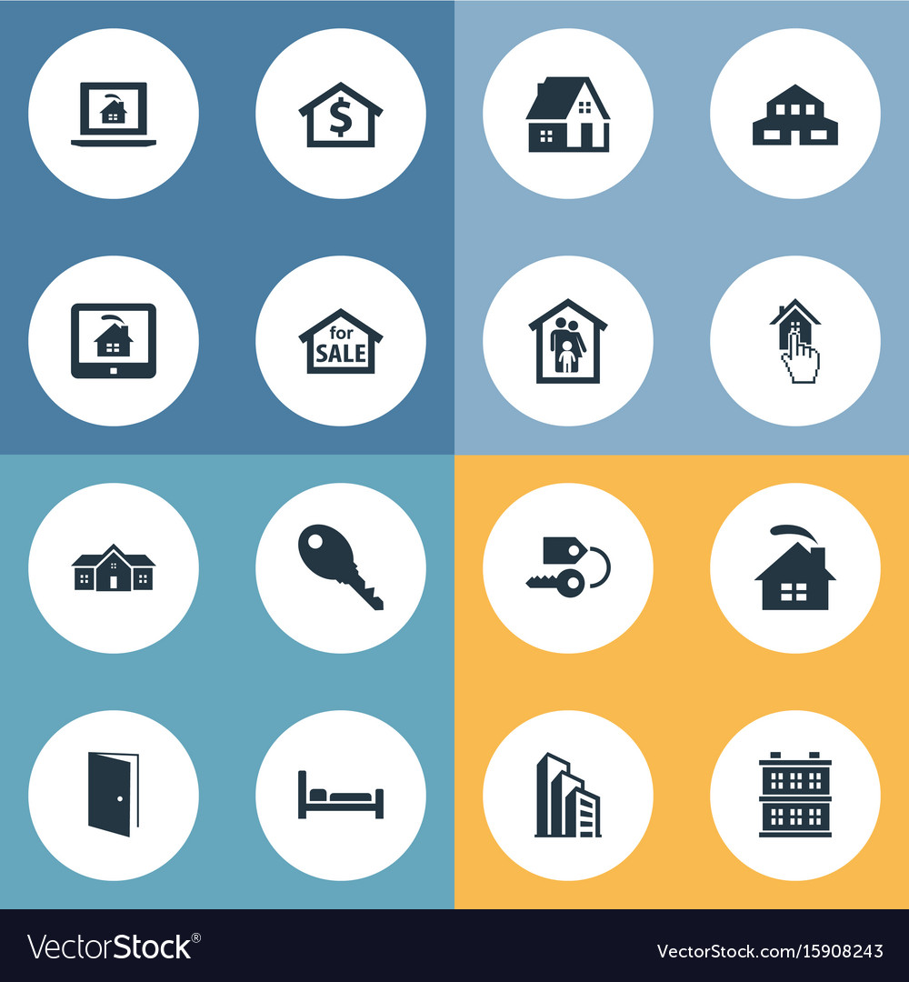 set of simple estate icons royalty free vector image free simple estate