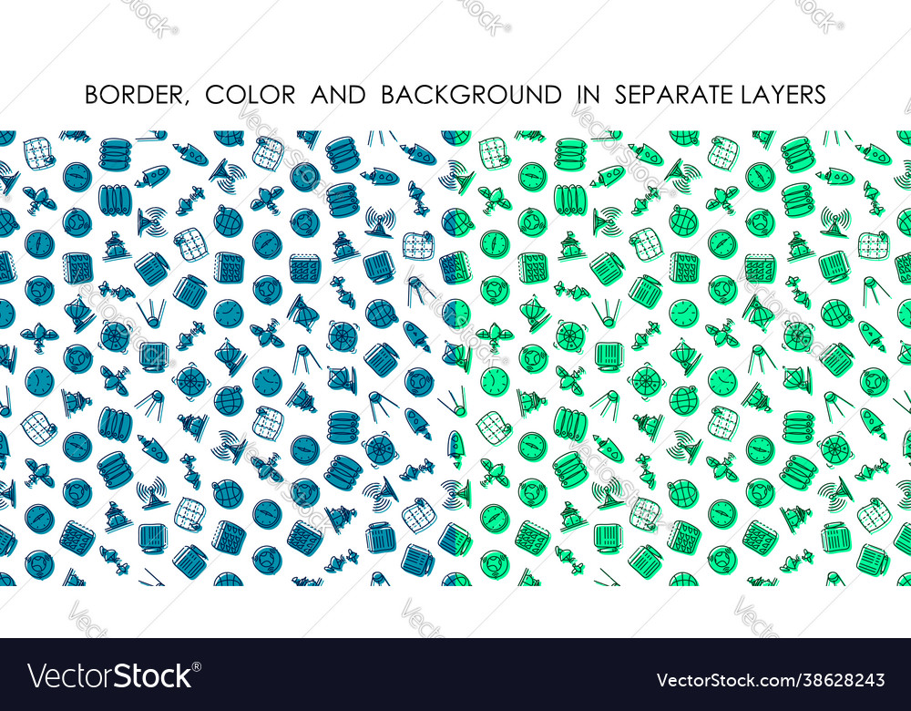 Setzen Sie nahtlose Muster mit linearen Icons vector image Setzen Sie nahtlose Muster mit linearen Icons