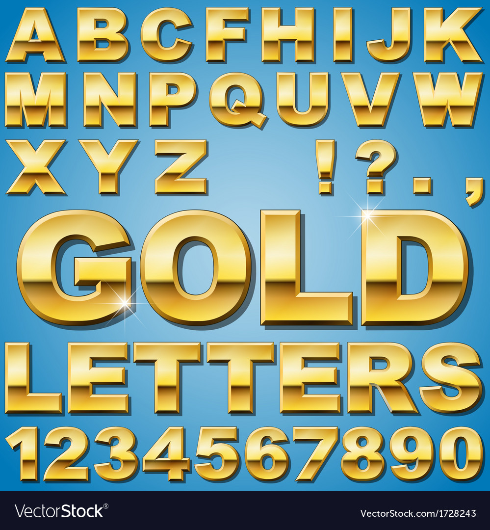 Shiny Gold Alphabet Letter and Number Set