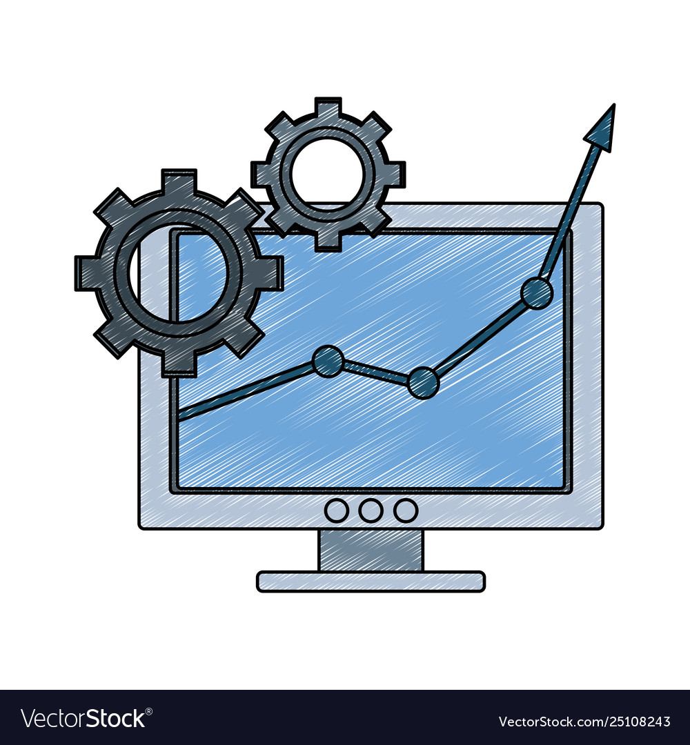 Statistics growing on computer scribble vector image Statistics growing on computer scribble