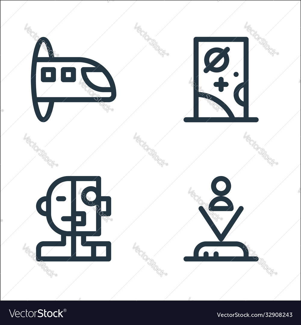 Technology future line icons linear set vector image Technology future line icons linear set