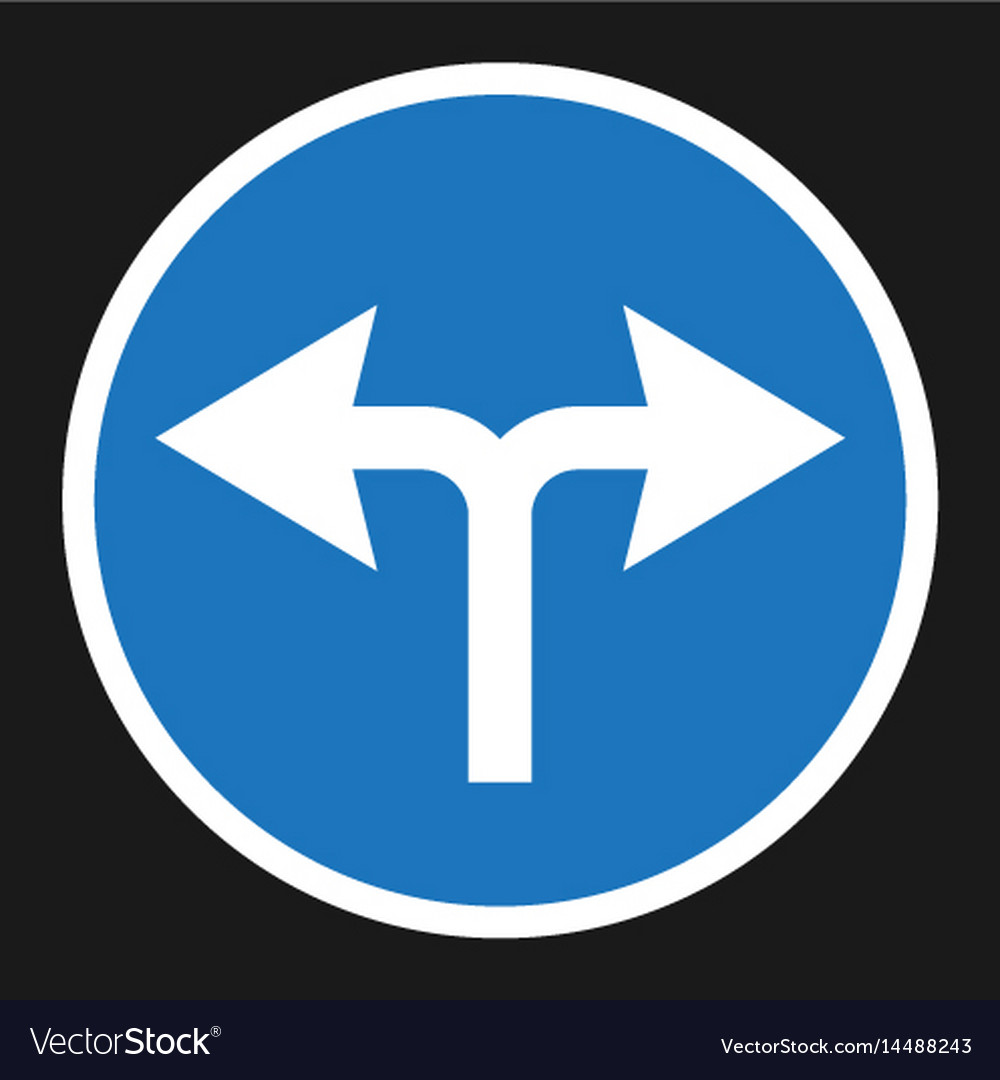 turn-left-or-right-traffic-sign-flat-icon-vector-image