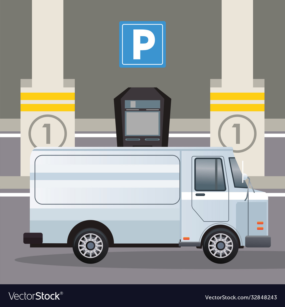 White van vehicle transport in parking zone