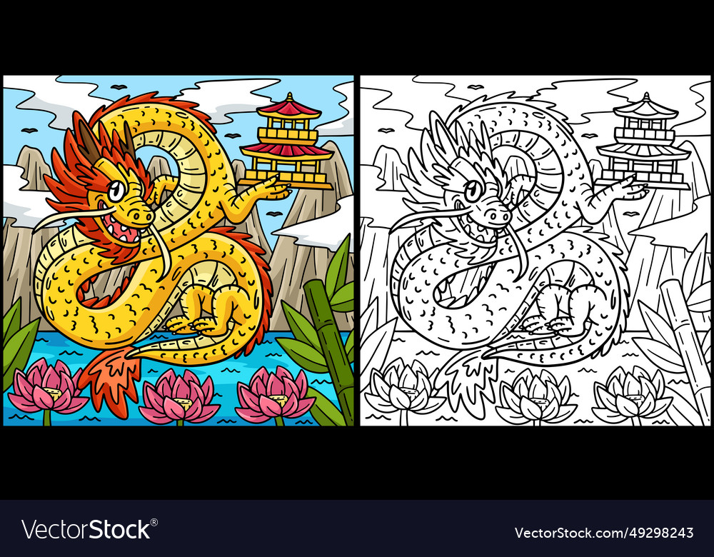 Year of the Dragon - Pagoda Coloring Page