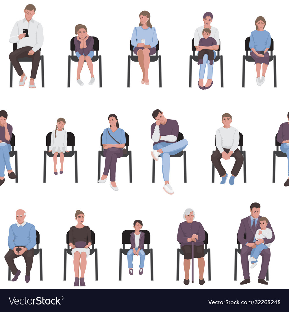 Adults and children sitting on chairs seamless Vector Image