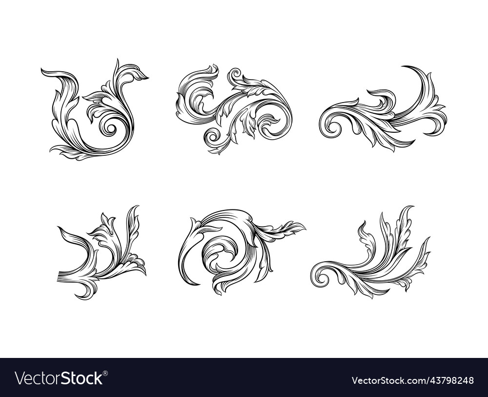 Baroque scroll as element of ornament and graphic vector image Baroque scroll as element of ornament and graphic